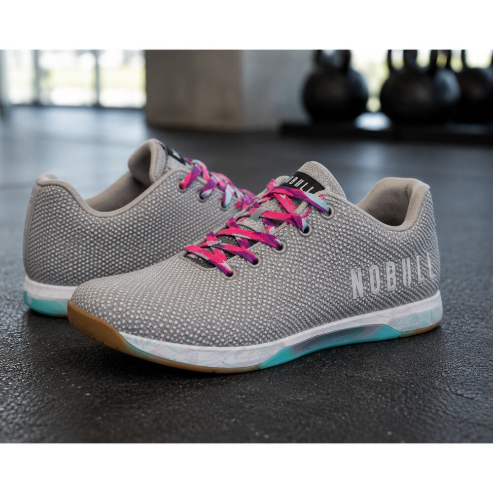 NOBULL Outwork SuperFabric Trainer Sneakers Gray Pink 7.5 Cross Training Shoes